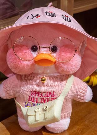 Рожева качка лалафанфан у рожевій панамі - lalafanfan качечка м'яка іграшка cafe mimi duck