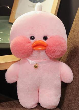 Розовая утка лалафанфан в серой одежде - lalafanfan уточка мягкая игрушка cafe mimi duck3 фото
