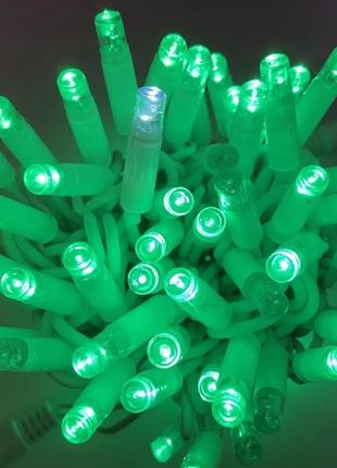 Гірлянда вулична string 10 м 100 led зелена, білий дріт