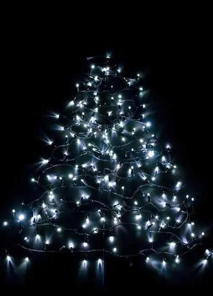 Гірлянда вулична string 10 м 120 led холодна біла з флешем, чорний провід