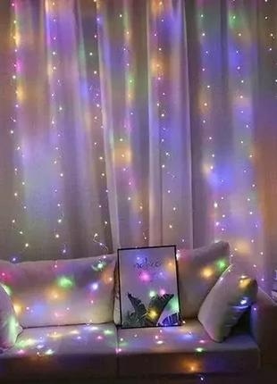 Гірлянда бахрома роса 120 led 3*0,7м, мультіколор