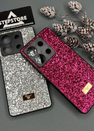 Чехол для xiaomi redmi note 13 5g с блестками закрытая камера противоударный женский bling