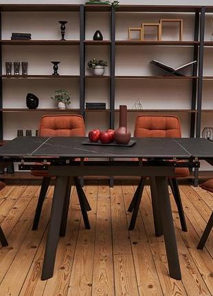 Кухонный стол обеденный керамический tm-80 чорний оникс + черный