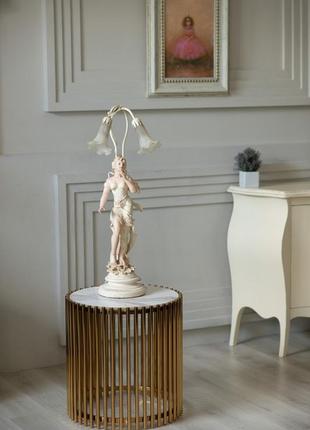 Кавовий стіл cj-1 білий мармур + золото