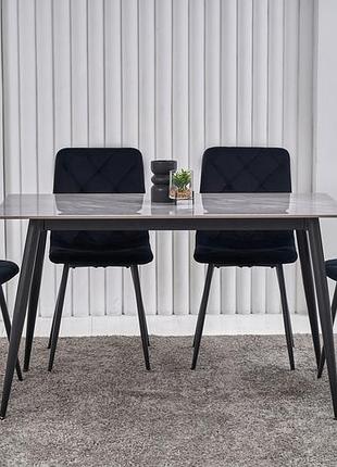 Кухонный стол обеденный керамический tm-100 ребекка грей + чорний