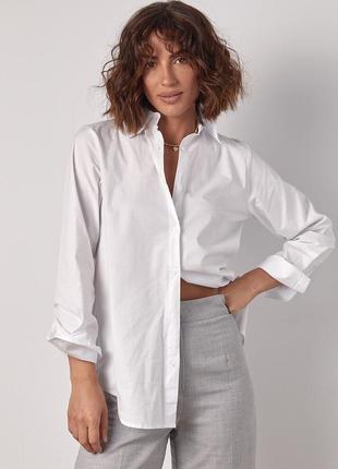 Удлиненная рубашка женская с полукруглым низом - белый цвет, m