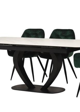 Керамічний стіл tml-815 білий мармур + чорний