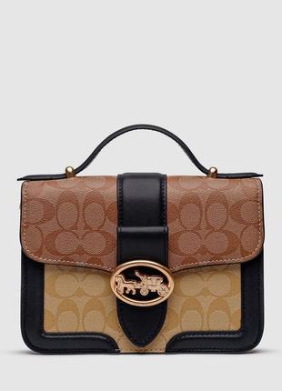 Шкіряна сумка coach georgie shoulder bag in blocked signature canvas