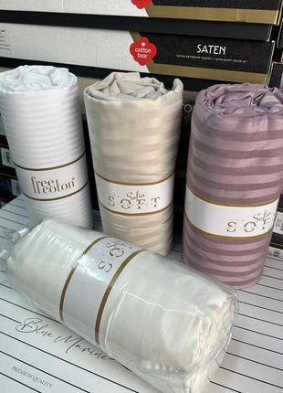 Простирадло сатинове на резинці з наволочками 180 на 200+30 см sofia soft в кольорах