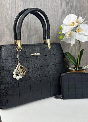 Модна жіноча сумка з брелоком, стильна велика жіноча сумочка + гаманець жіночий женская сумка кошелёк