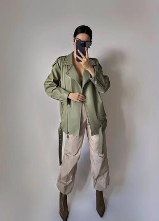 Подовжена куртка косуха з якісної еко шкіри, 7 кольорів 🔥