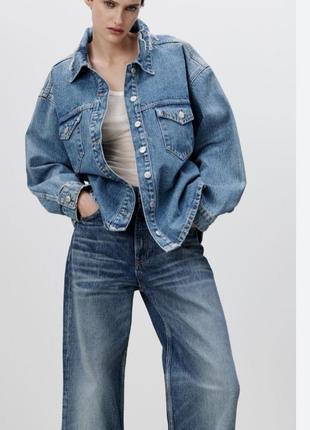 Zara джинсова куртка рубашка оверсайз1 фото