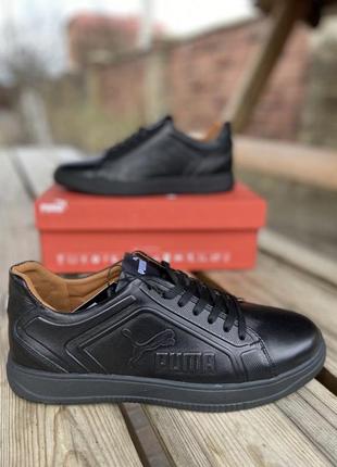 Мужские кожаные кроссовки, кеды, туфли в стиле puma black мужские кедовые кроссовки туфлы пума из натуральной козы бордовое серое бежевое