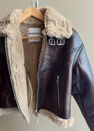 -30% женская дубленка bershka оригинал s, m