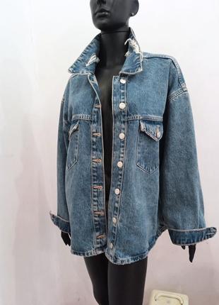 Zara джинсова куртка рубашка оверсайз3 фото