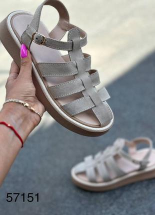 Жіночі босоніжки з натуральної шкіри/замші9 фото