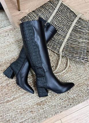 Оригінальні шкіряні чоботи рептилія крокодил