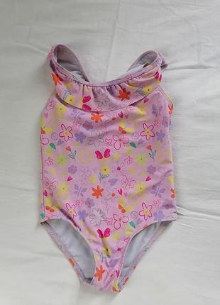 Детский слитный купальник, розовый купальник с оборкой на девочку