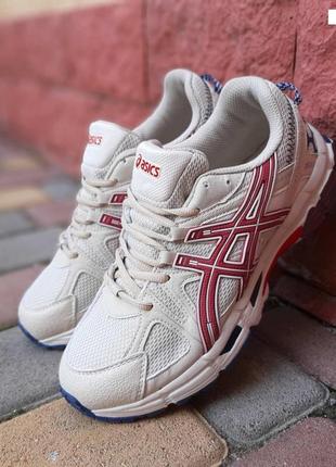 Женские кроссовки asics Gel-Contend gel-kahana 8 beige red blue ассикс бежевого с красным и синим цветов