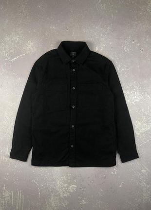 Чоловічий овершот h&m щільна сорочна в насиченому чорному кольорі