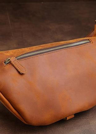 Кожаная мужская винтажная сумка на пояс vintage 20371 коричневый6 фото