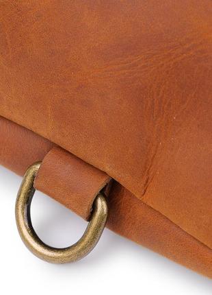 Кожаная мужская винтажная сумка на пояс vintage 20371 коричневый3 фото