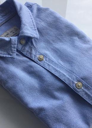 Сорочка для хлопчика zara 128 яскраво-блакитна з бавовни