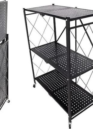 Этажерка складная трехуровневая с вращающимися колесами 3f, напольный органайзер для хранения вещей в доме int