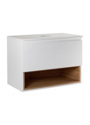 Тумба підвісна qtap robin 600х476х470 white/whitish oak зі стільницею qt1379tpн6001wwo