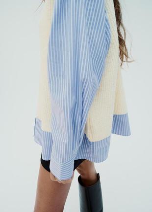 Комбинированная рубашка кофта zara