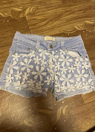 Шорти літні дівчинка 122см легкі сині короткі розпродаж
