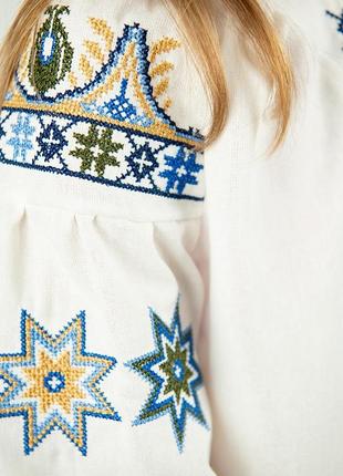 Вышиванка для девочек подростков, блуза кофейная детская с длинным рукавом5 фото