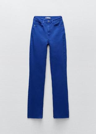 Жіночі сині джинси з розрізом зара zara 6164/2116 фото