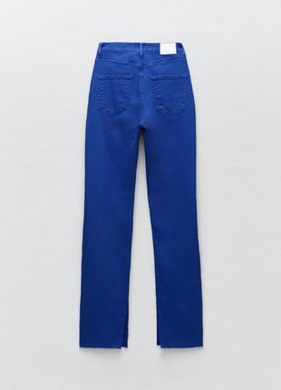 Женские синие джинсы с разрезом зара zara 6164/2117 фото