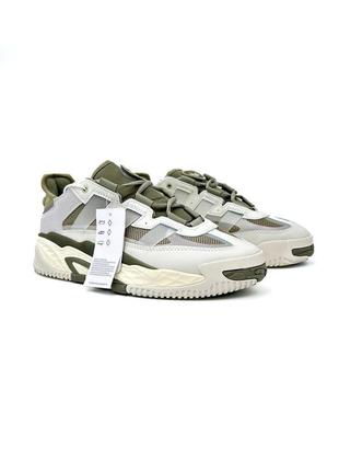 Трендовые 🤩 мужские демисезонные кроссовки adidas niteball off white orbit green / адедас нейтбол хаки серые с бежевым