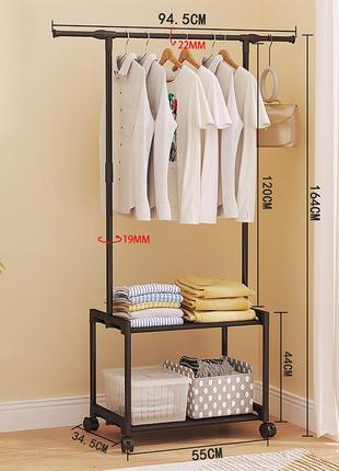 Вішалка для одягу з полицею для взуття single pole shoe and hat rack