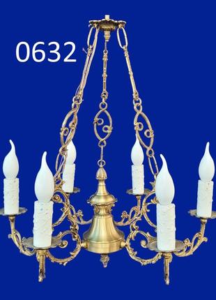 Бронзовая электрическая люстра на 6 ламп арт. 0632
