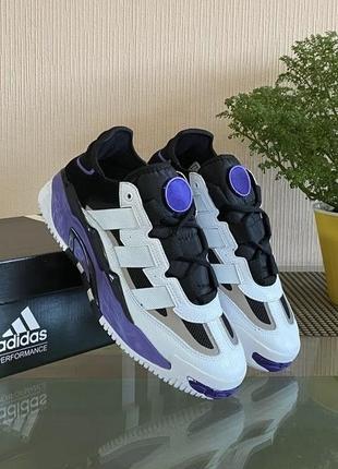 Трендові 🤩 чоловічі кросівки adidas aloha niteball біло-чорні з фіолетовим / адідас найтбол демісезонні кроси для чоловіків