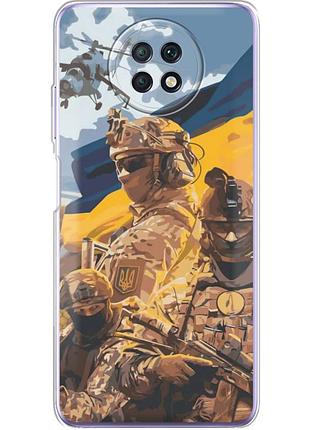 Чехол силиконовый с картинкой на xiaomi redmi note 9t (патриотический, воины всу)