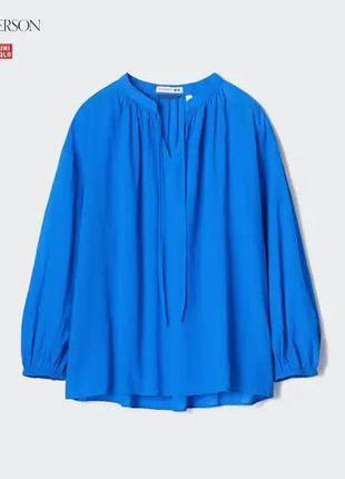 Прозрачная хлопковая блузка с длинными рукавами из собрания uniqlo