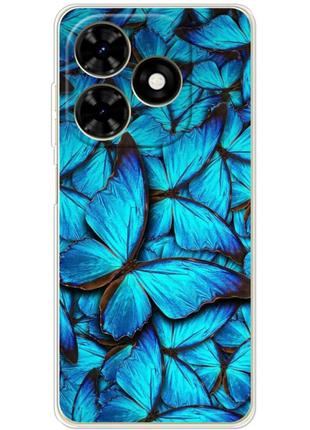 Чохол силіконовий з картинкою на tecno spark 20c (метелики)