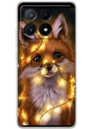 Чохол силіконовий з картинкою на xiaomi poco x6 pro 5g (новорічний, лисичка з гірляндою)