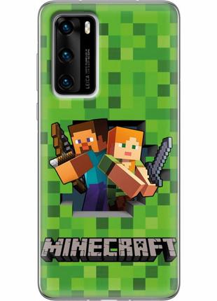Чохол силіконовий з картинкою на huawei p40 (майнкрафт, minecraft)