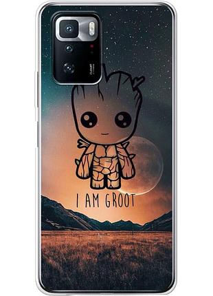 Чехол силиконовый с картинкой на xiaomi poco x3 gt (марвел, я есть грут)
