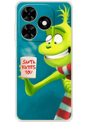 Чохол силіконовий з картинкою на tecno spark 20c (новорічний, грінч)