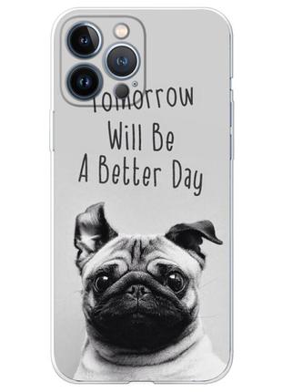 Чехол силиконовый с картинкой на iphone 13 pro (собака, французский бульдог)