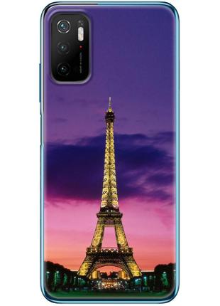 Чохол силіконовий з картинкою на xiaomi poco m3 pro (париж, ейфелева вежа)