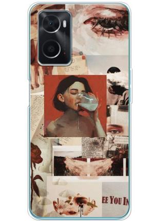 Чохол силіконовий з картинкою на oppo a76 (колаж в стилі ретро)