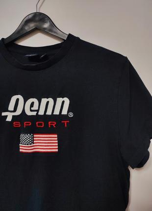 Футболка темно синя чоловіча щільна пряма широка бавовна penn sport primark man, розмір m - l3 фото