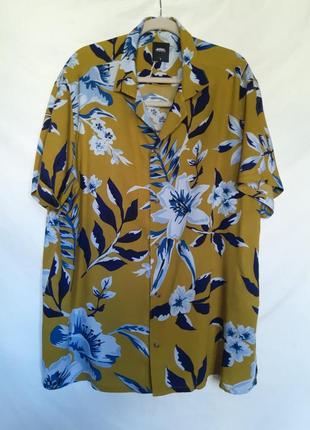100% вискоза натуральная летняя гавайская рубашка, яркая шведка, гавайка, штапель.